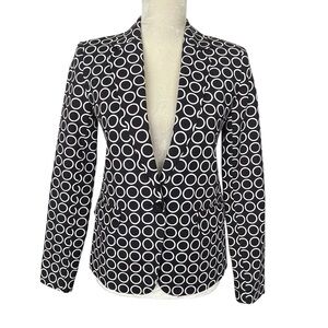 MICHAEL Michael Kors Navy White Circle Print Fitted Blazer Suit Women’s Size 2
